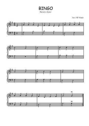 Téléchargez l'arrangement pour piano de la partition de Bingo en PDF